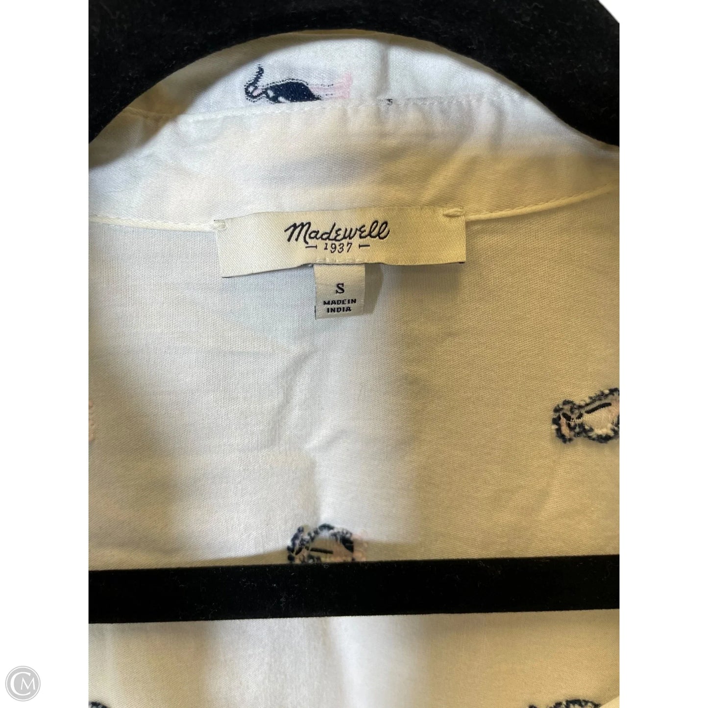 Blouse Short Sleeve By Madewell In Blue & White, Size: S
