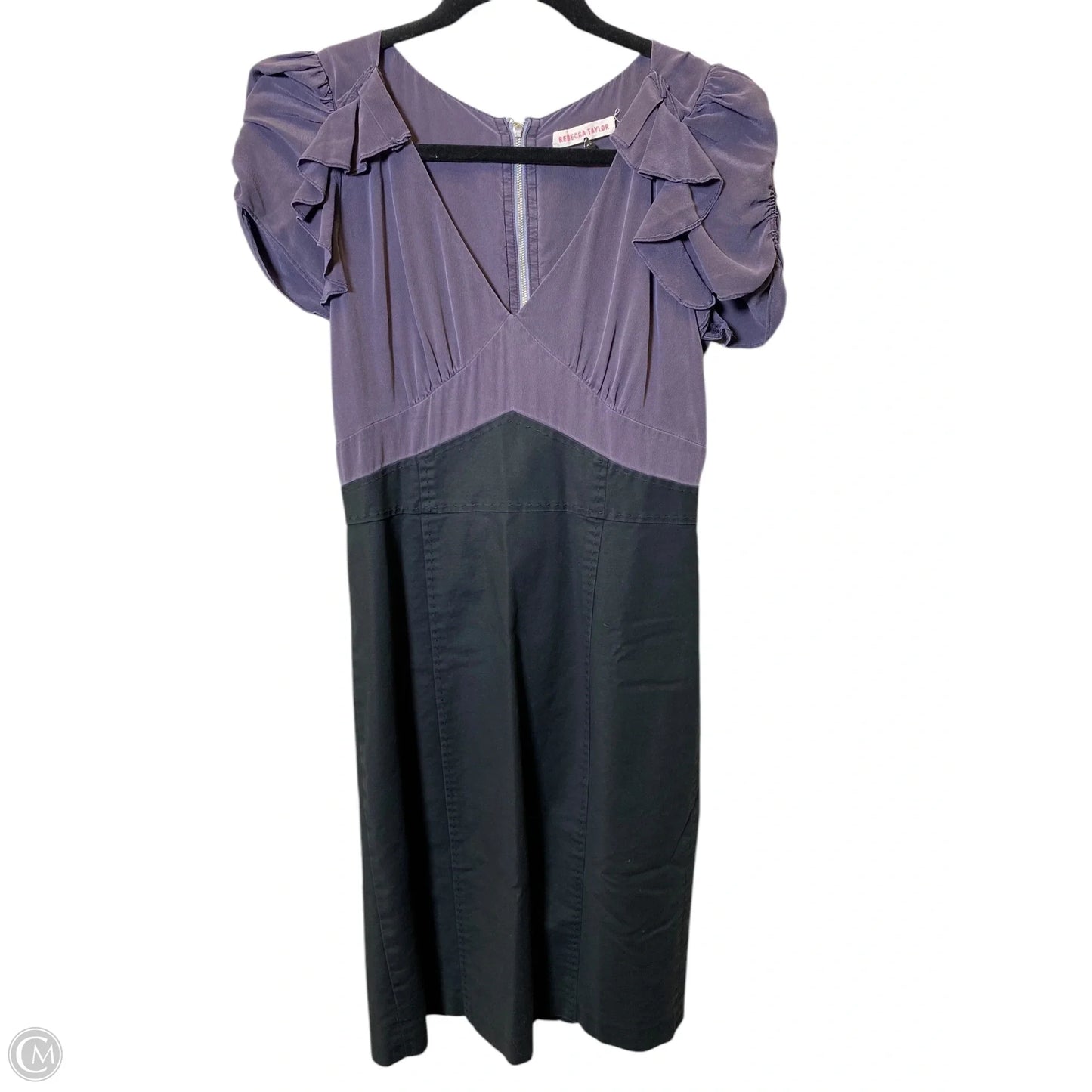Dress Casual Midi By Rebecca Taylor In Black & Purple, Size: M