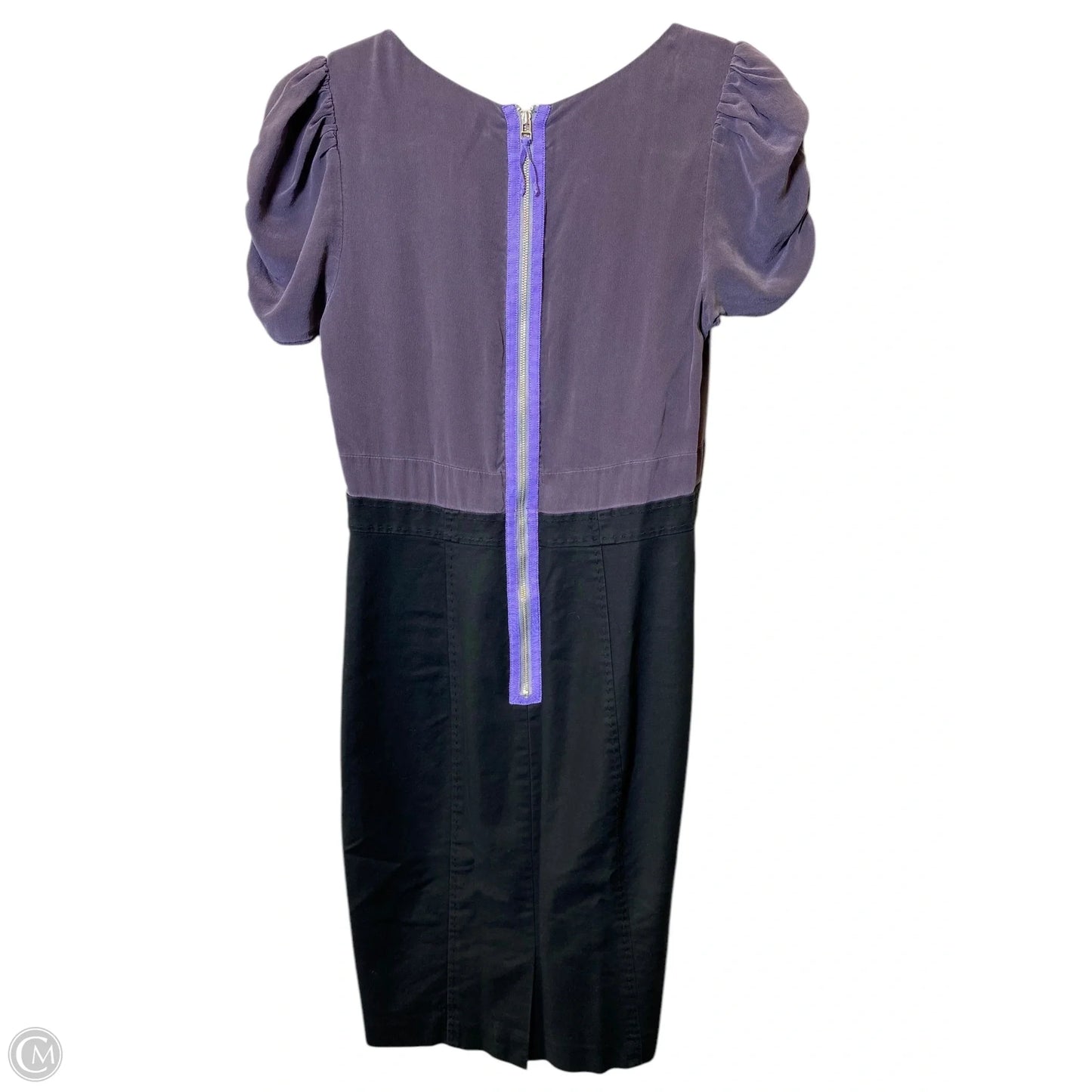 Dress Casual Midi By Rebecca Taylor In Black & Purple, Size: M