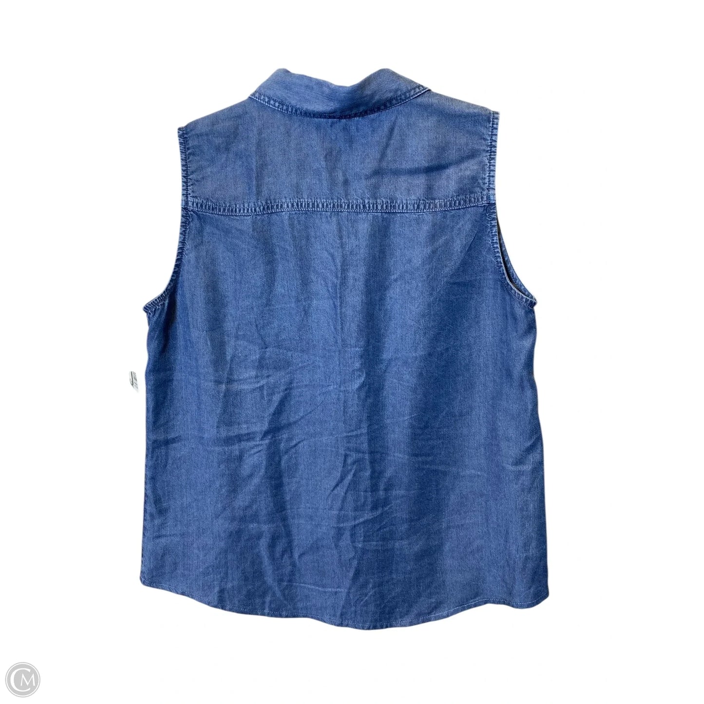 Blouse Short Sleeve By Chicos In Blue Denim, Size: S