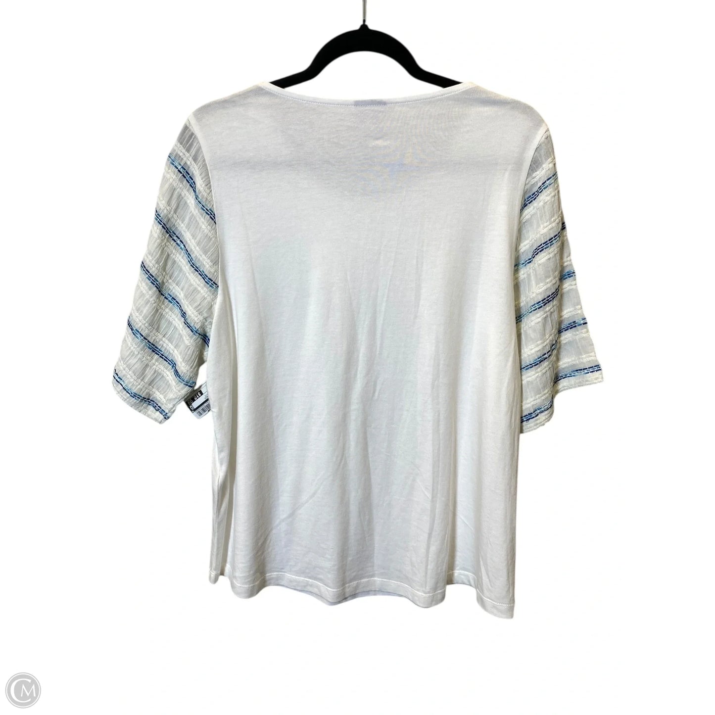 Top Short Sleeve Basic By Chicos In Blue & White, Size: L