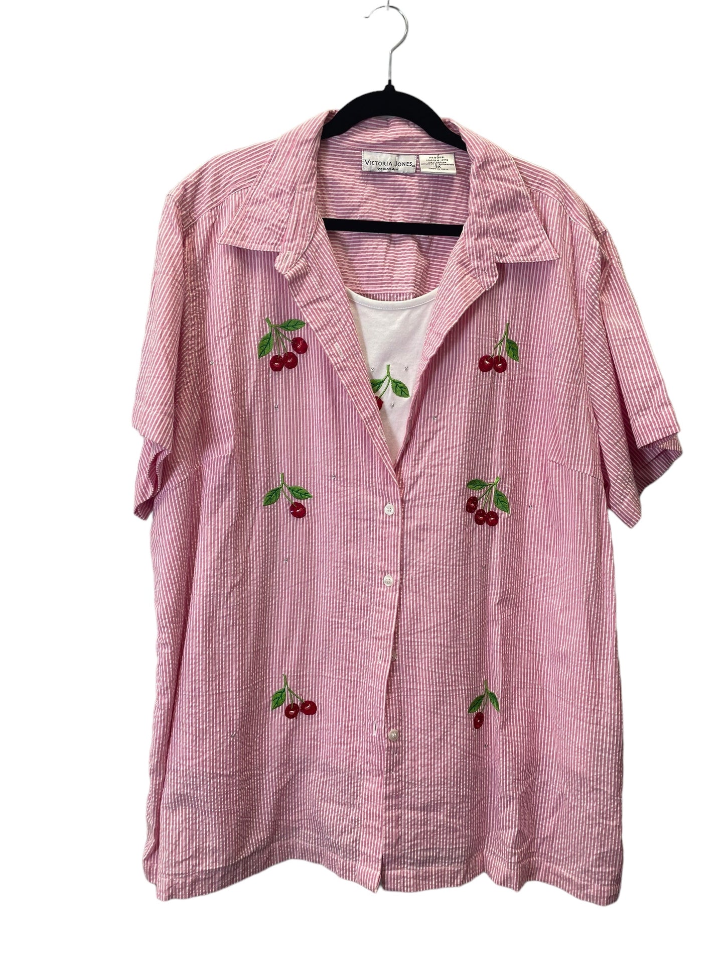 Pink Blouse 3/4 Sleeve Victoria Jones, Size 3x