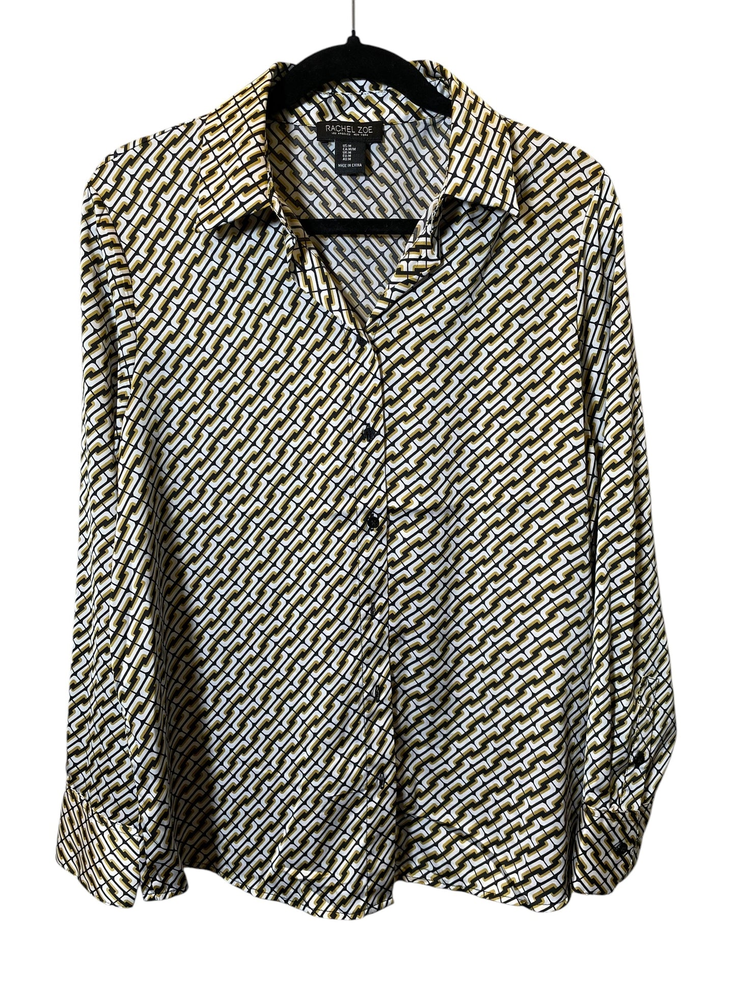 Blouse Long Sleeve By Rachel Zoe In Geometric Pattern, Size: M
