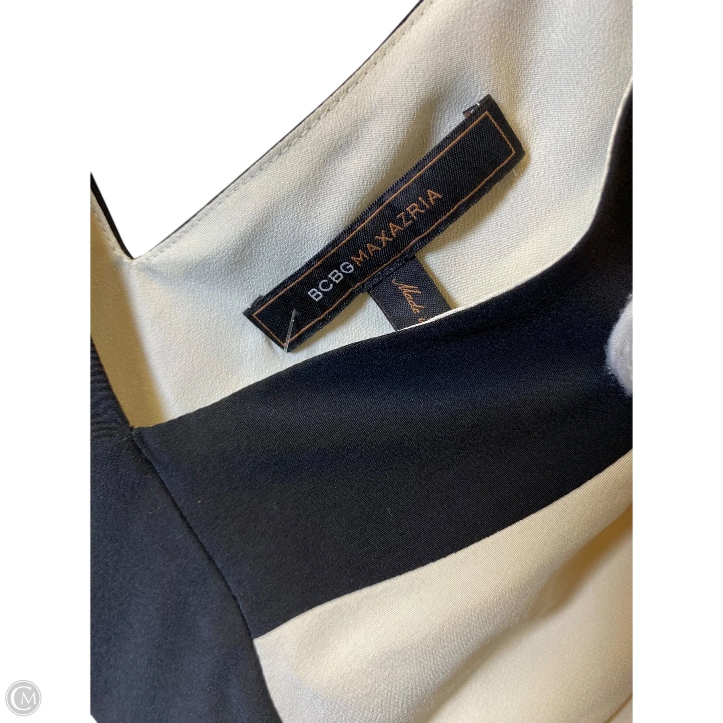 Dress Casual Midi By Bcbgmaxazria In Black & Cream, Size: L