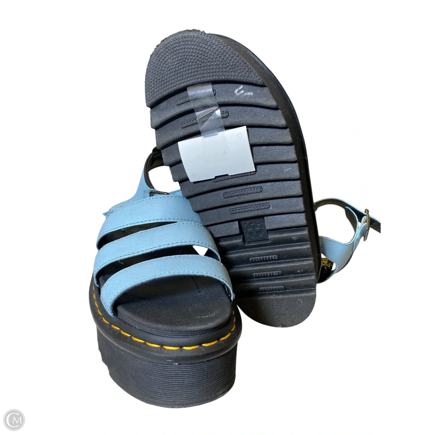 Sandals Heels Platform By Dr Martens In Black & Blue, Size: 8