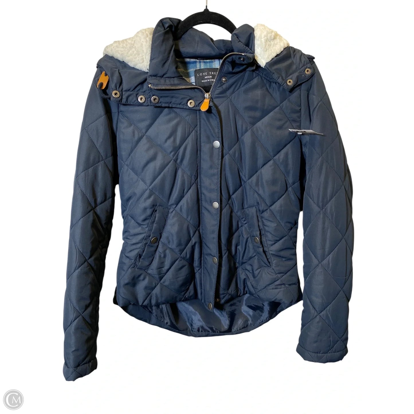 Jacket Puffer & Quilted By Love Tree In Navy, Size: M