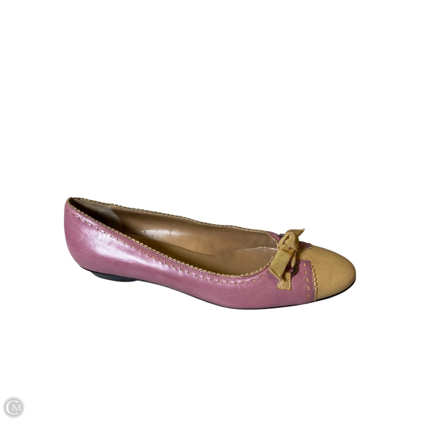 Shoes Luxury Designer By Ferragamo In Pink & Tan, Size: 8