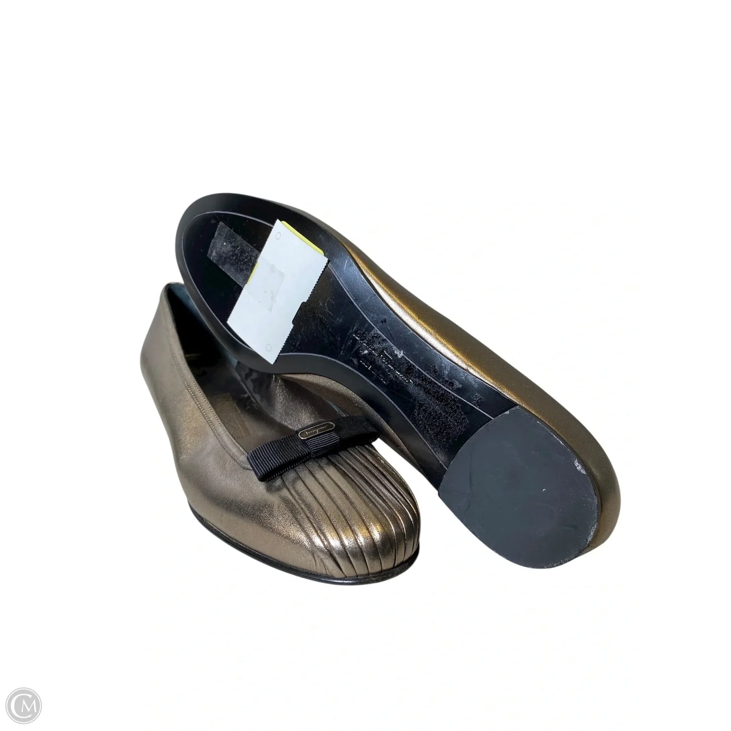 Shoes Luxury Designer By Ferragamo In Silver, Size: 8