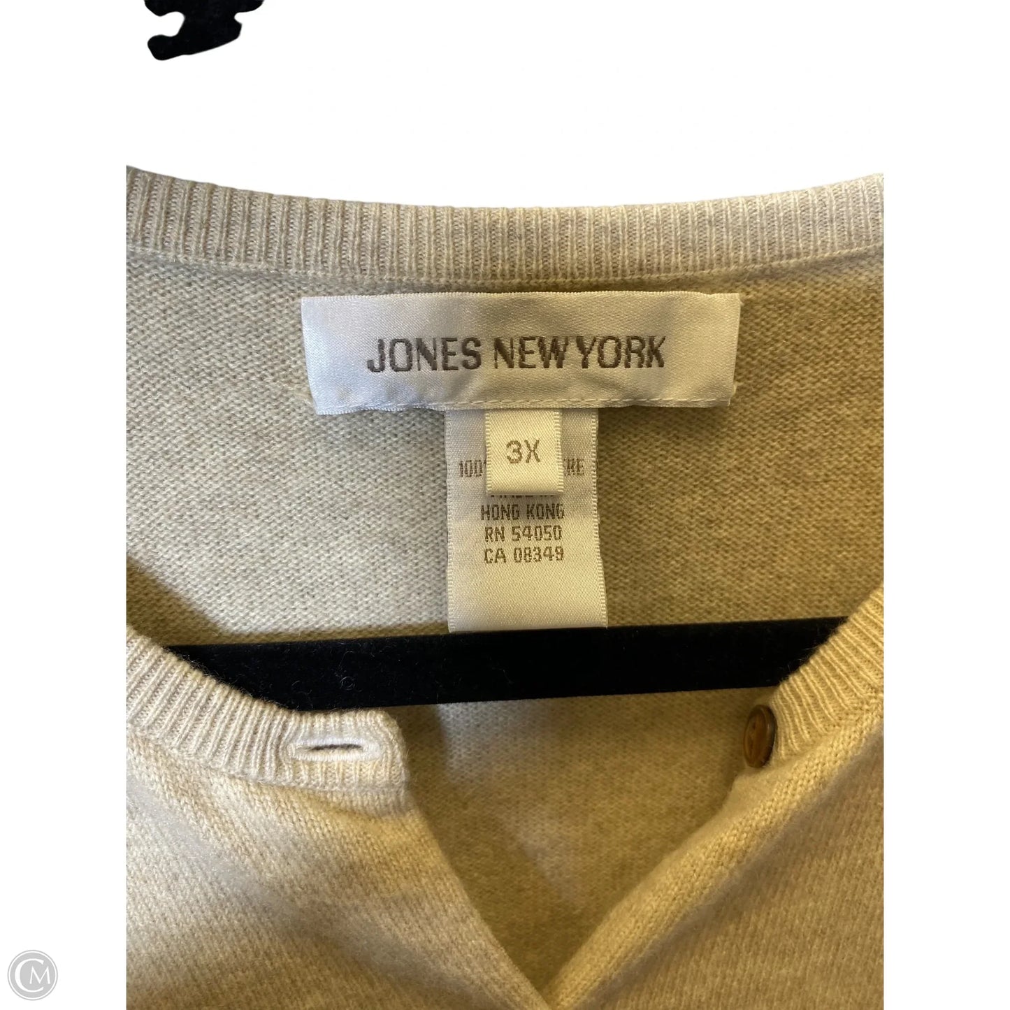 Sweater Cardigan Cashmere By Jones New York In Beige, Size: 3x