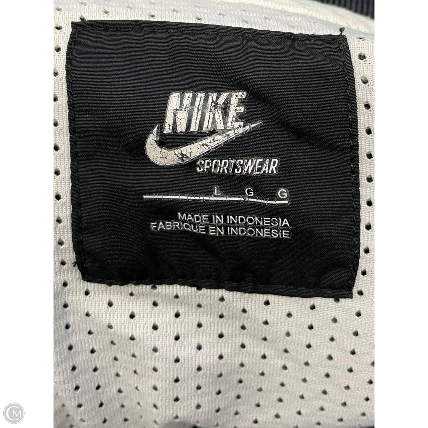 Jacket Windbreaker By Nike In Black & White, Size: L
