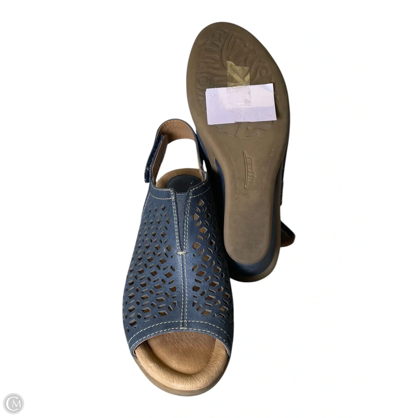 Sandals Heels Wedge By Earth In Blue & Tan, Size: 7