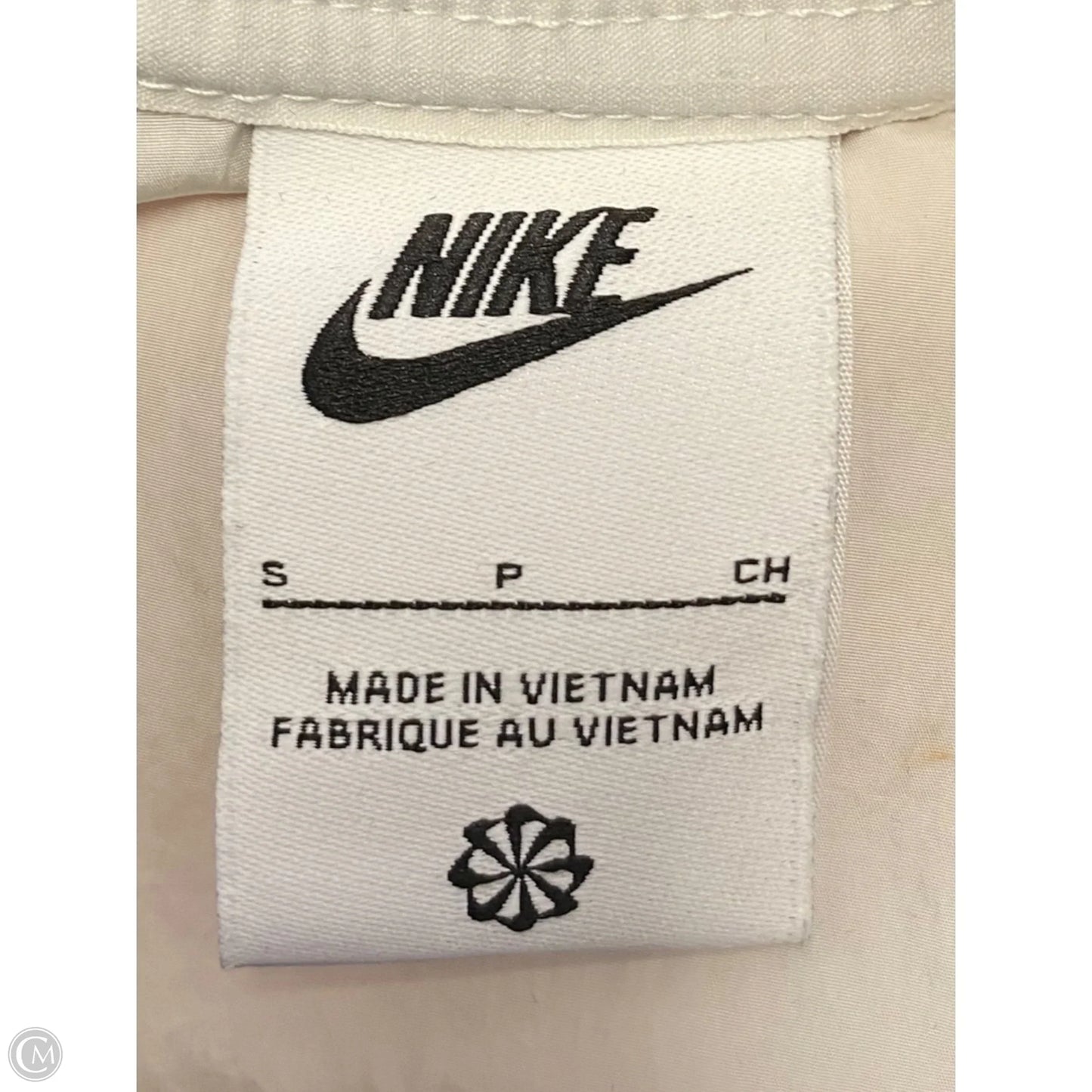 Jacket Windbreaker By Nike In Cream & Green, Size: S