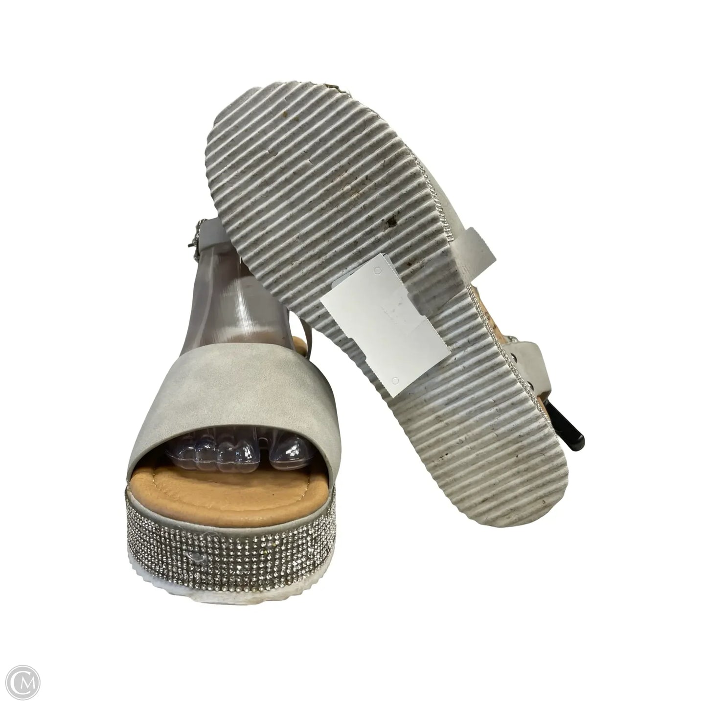 Sandals Heels Wedge By Clothes Mentor In Beige, Size: 6.5