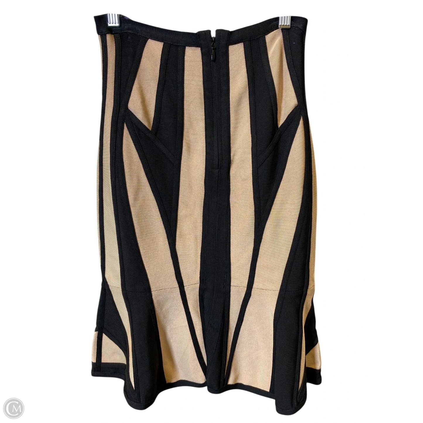 Skirt Luxury Designer By Herve Leger In Black & Tan, Size: Xs