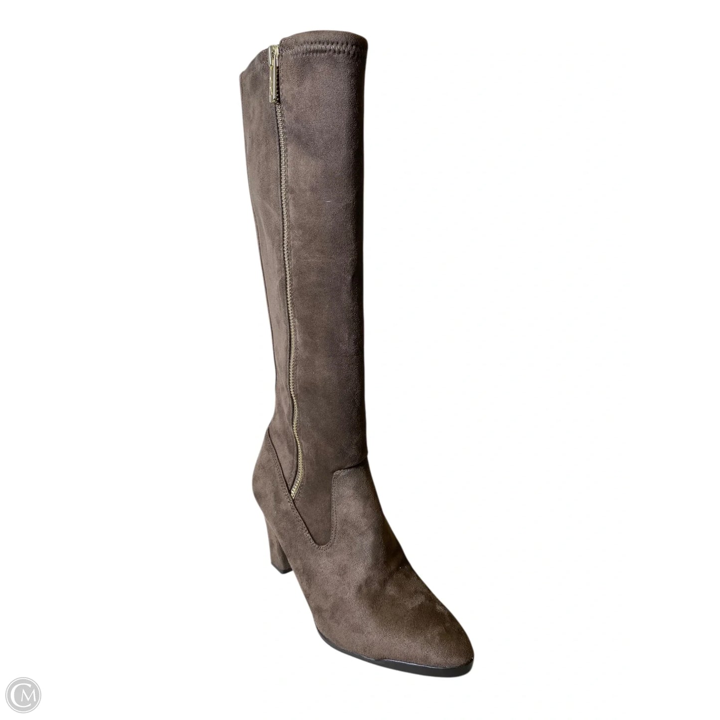 Boots Knee Heels By Clothes Mentor In Brown, Size: 7.5
