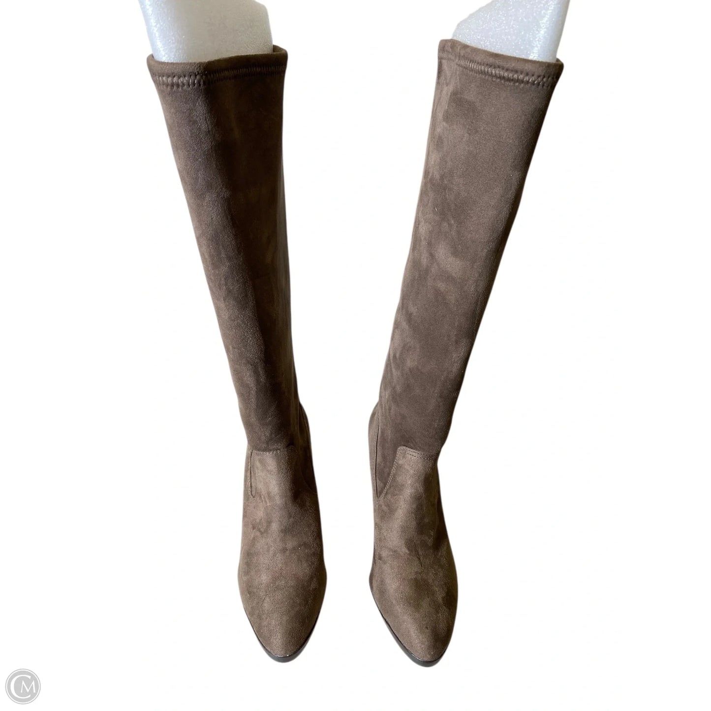 Boots Knee Heels By Clothes Mentor In Brown, Size: 7.5