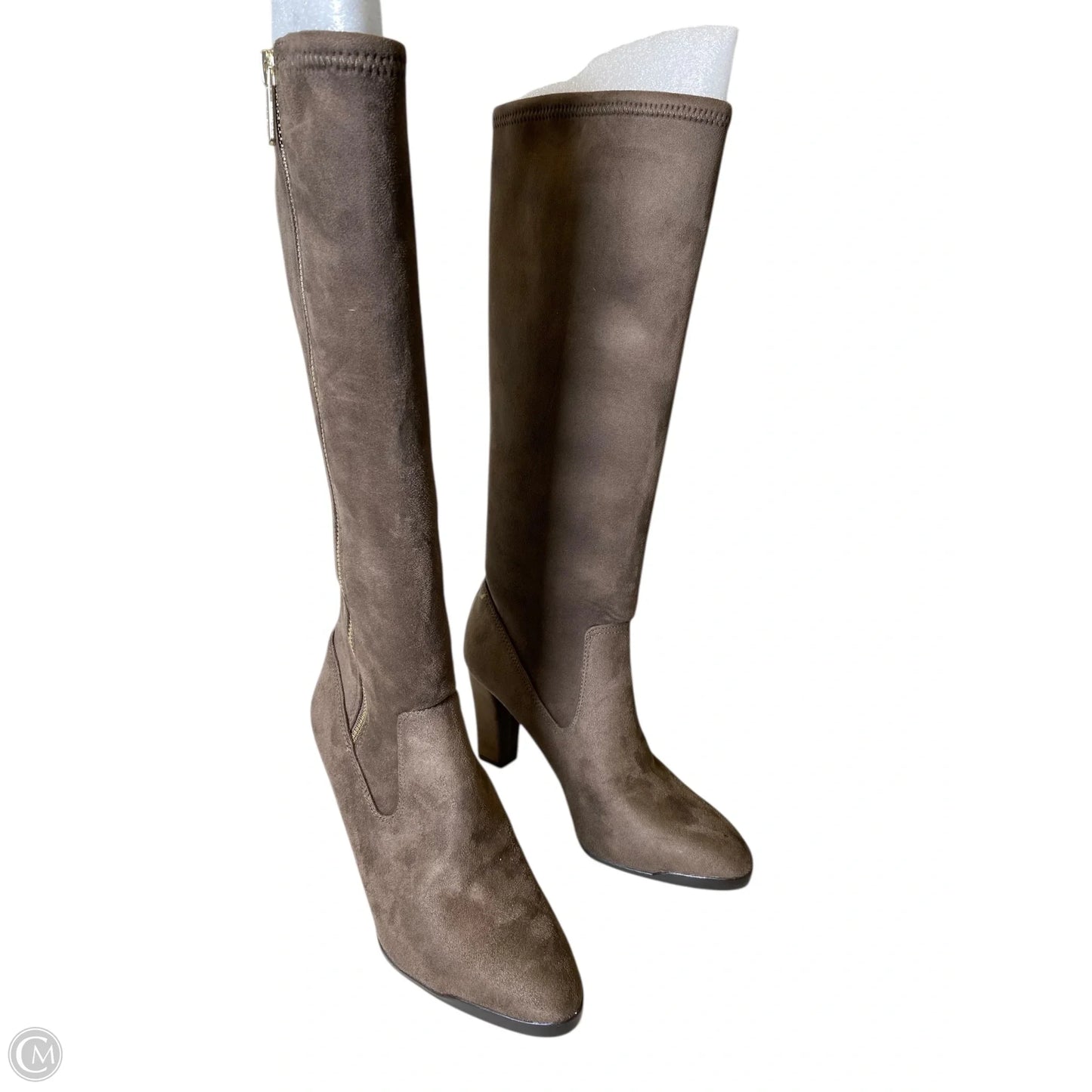 Boots Knee Heels By Clothes Mentor In Brown, Size: 7.5