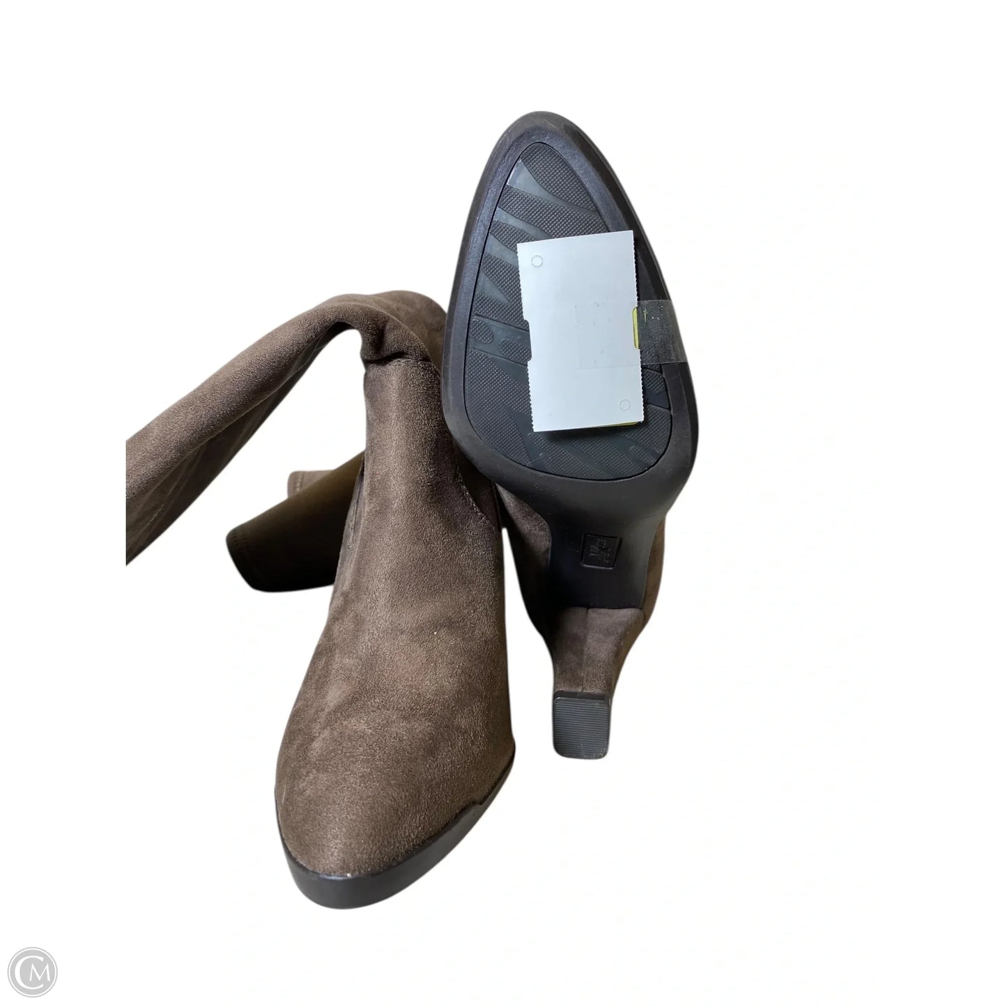 Boots Knee Heels By Clothes Mentor In Brown, Size: 7.5