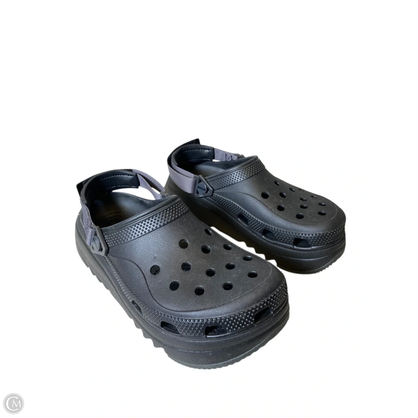 Sandals Heels Platform By Crocs In Black, Size: 11