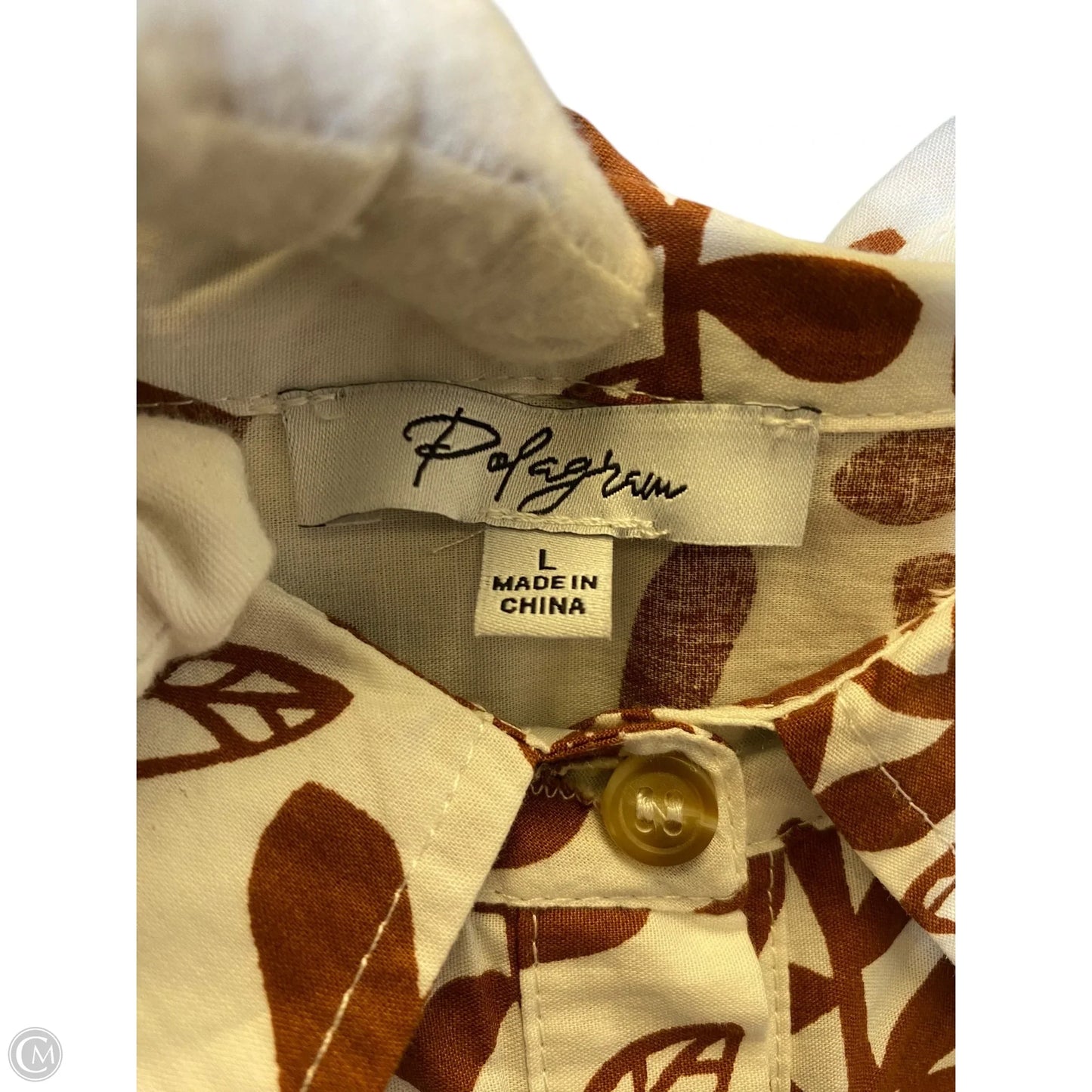 Dress Casual Short By Polagram In Orange & White, Size: L