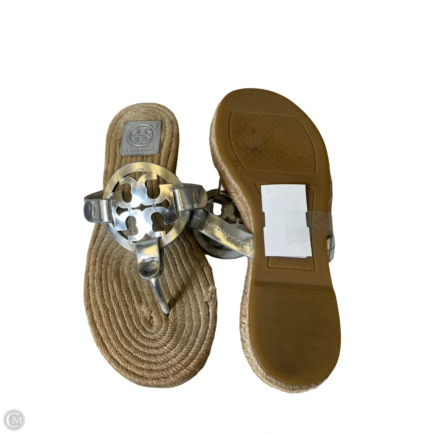 Sandals Designer By Tory Burch In Silver, Size: 8