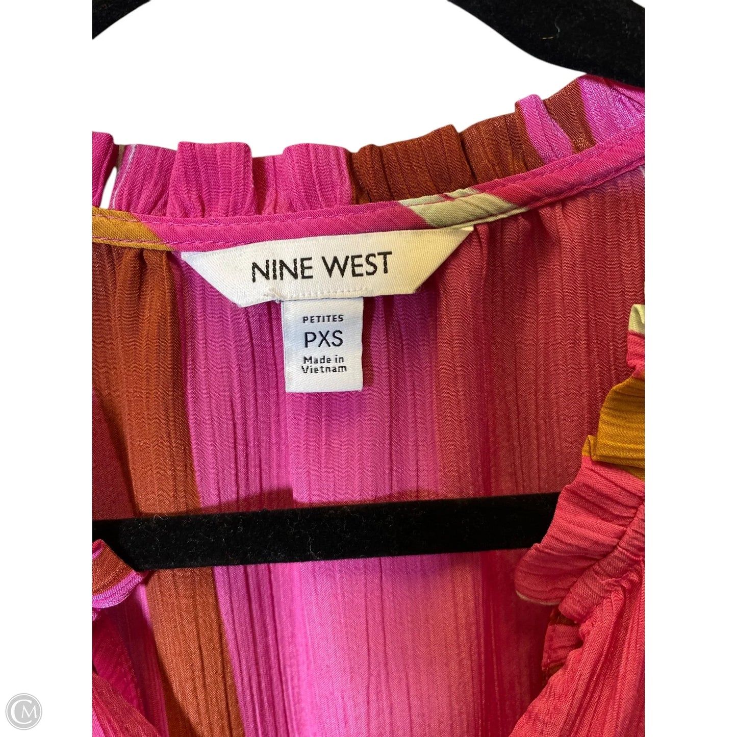 Blouse Short Sleeve By Nine West In Multi-colored, Size: Xs