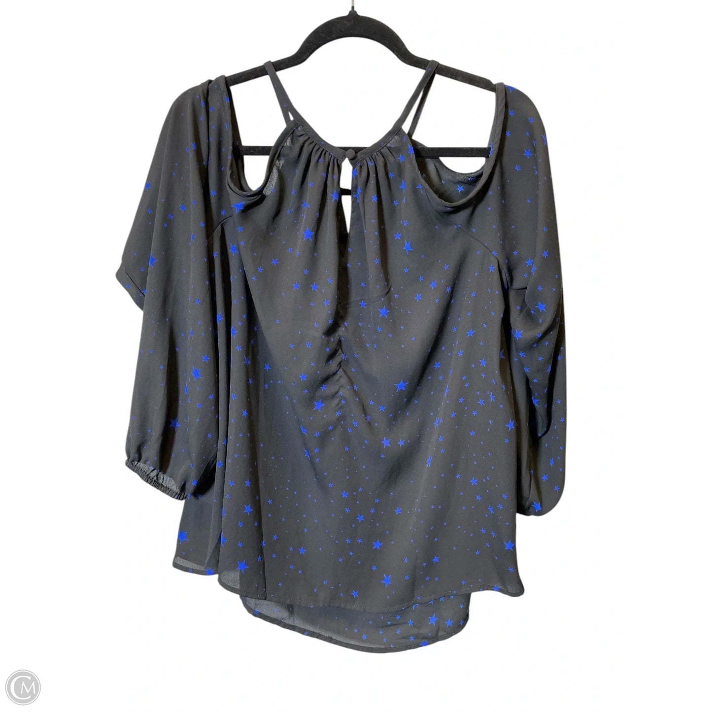 Top 3/4 Sleeve By Torrid In Black & Blue, Size: L