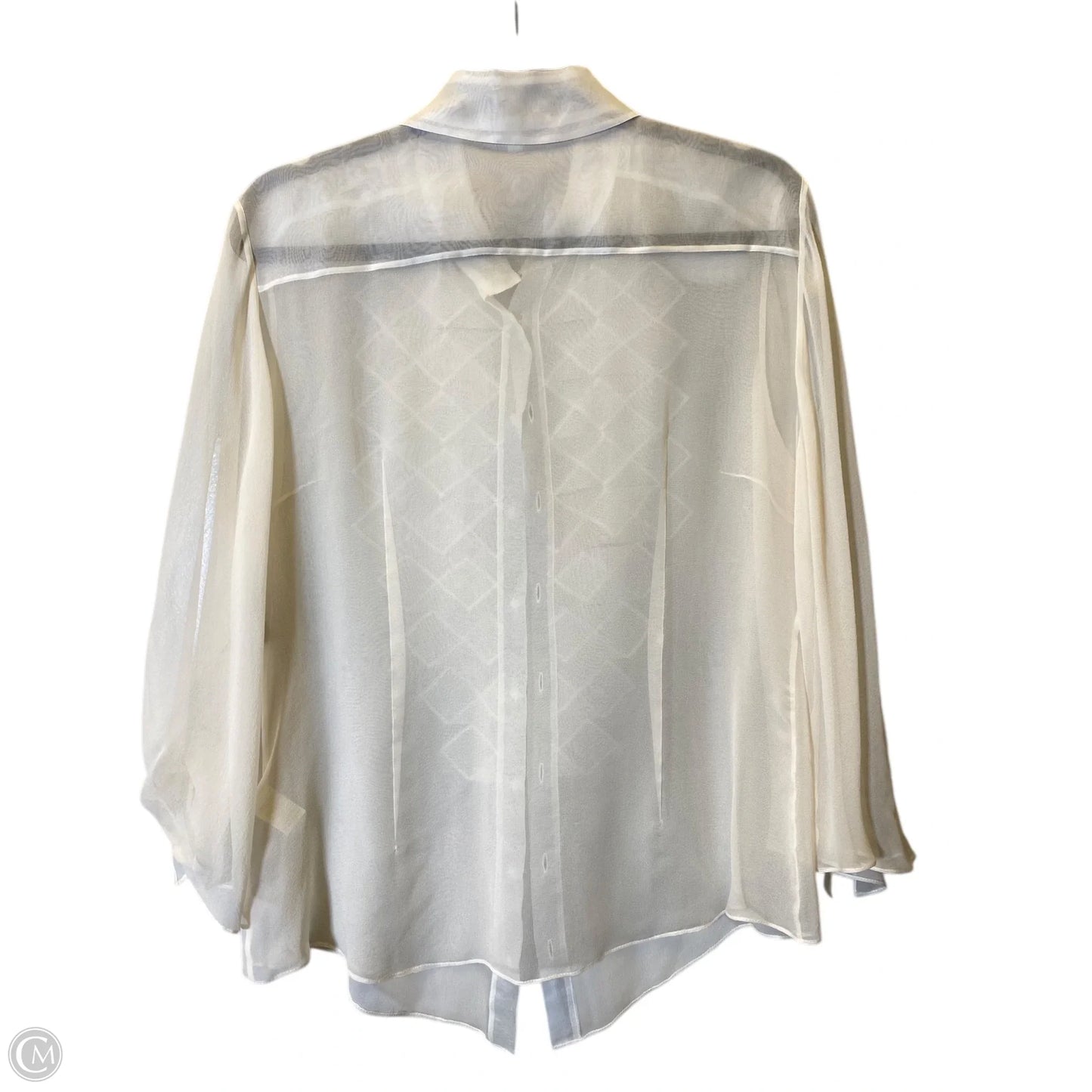 Top Long Sleeve Designer By Zac By Zac Posen In Cream, Size: L