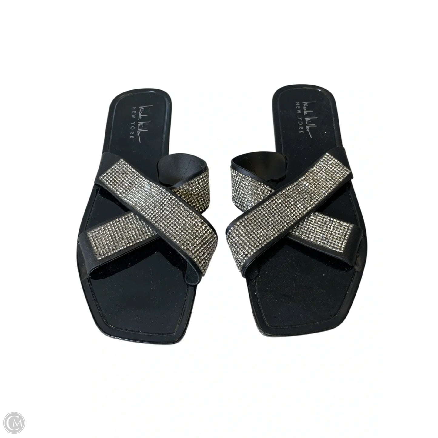 Sandals Flats By Nicole Miller In Black & Silver, Size: 7