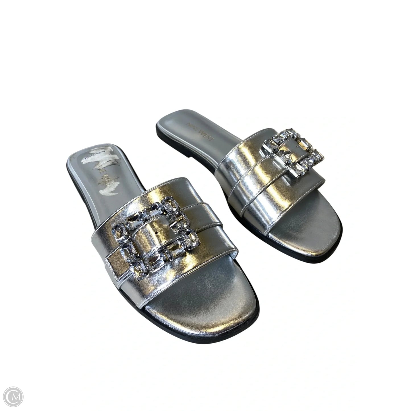 Sandals Flats By Nine West In Silver, Size: 8.5