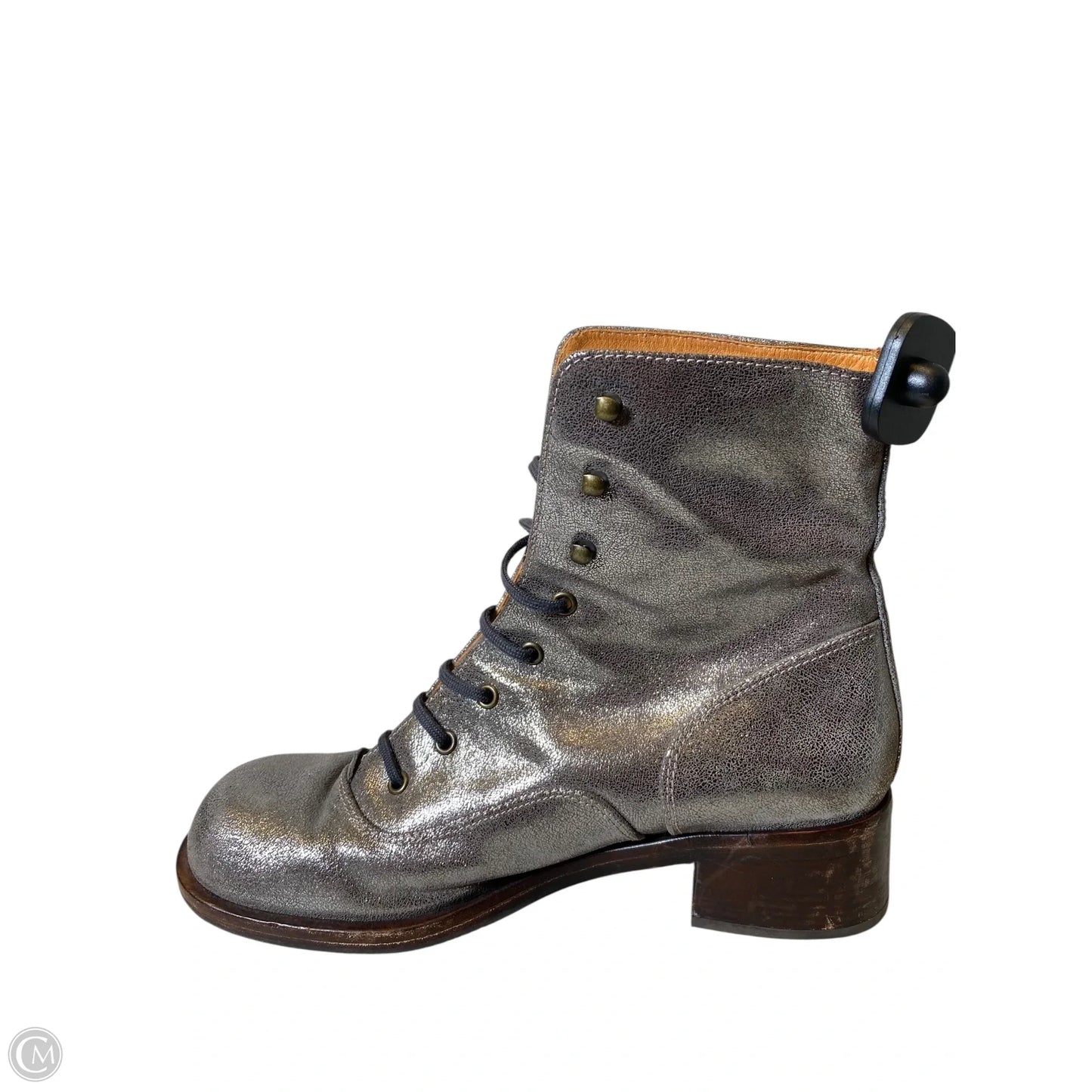 Boots Mid-calf Heels Designer By Chie Mihara In Silver, Size: 41