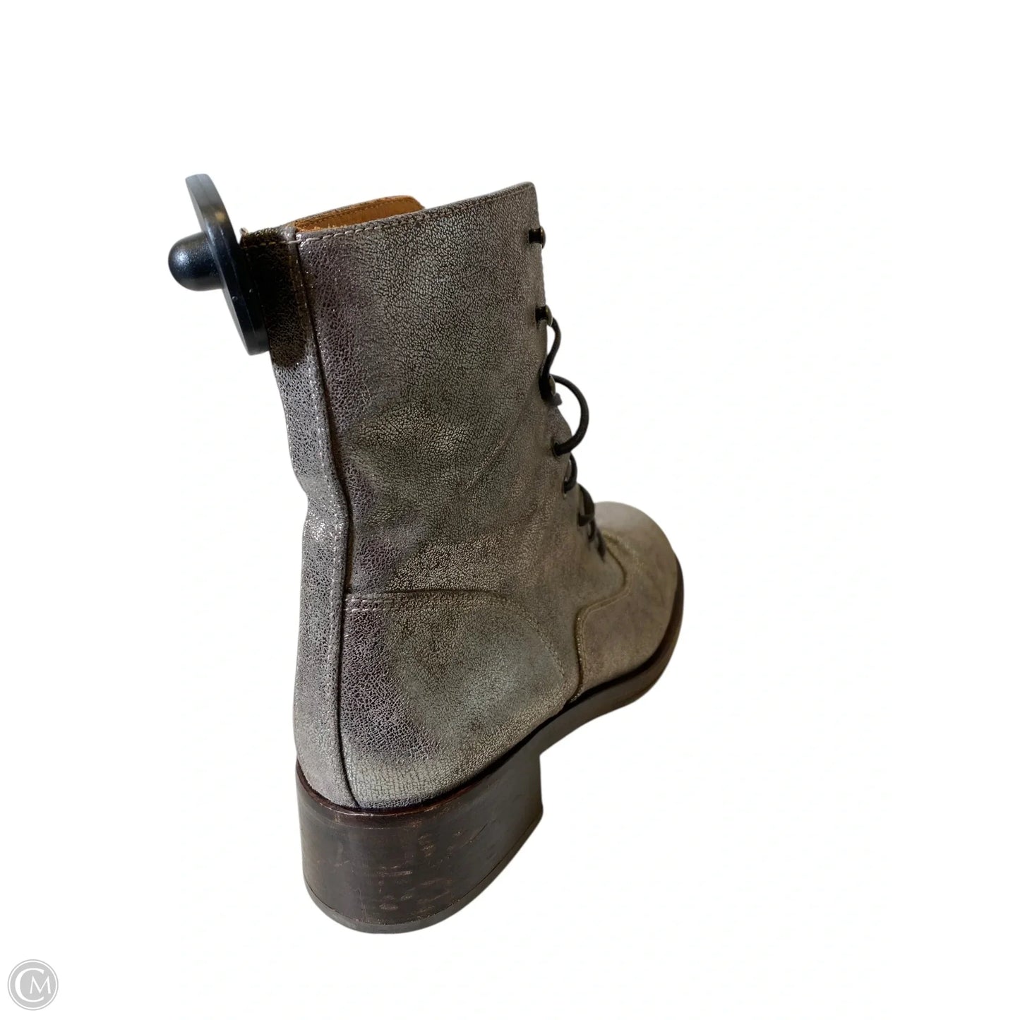 Boots Mid-calf Heels Designer By Chie Mihara In Silver, Size: 41
