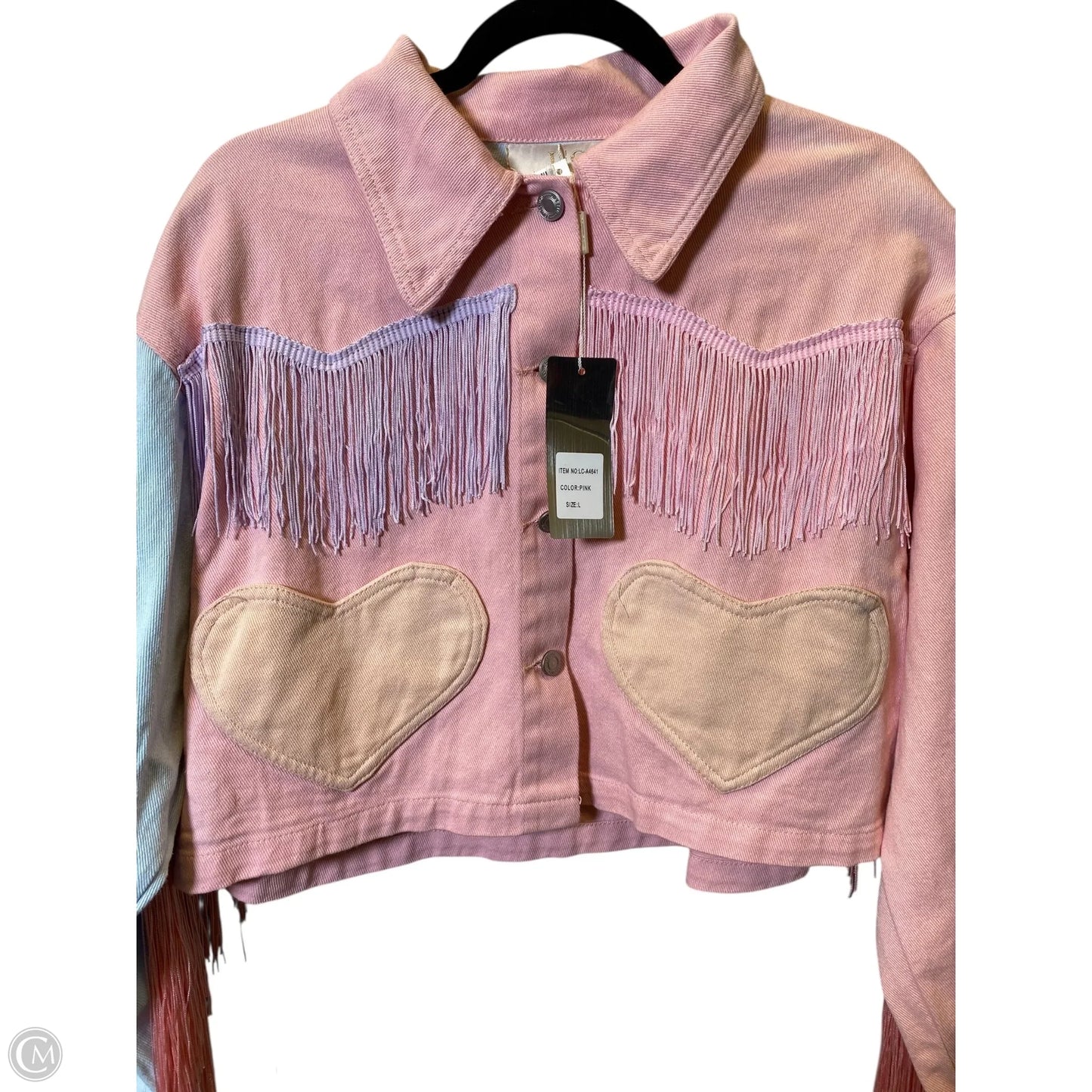 Jacket Denim By Lizette Collection In Multi-colored, Size: L
