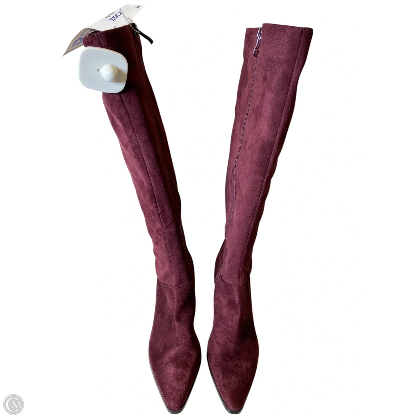 Boots Knee Heels By Dkny In Maroon, Size: 6.5