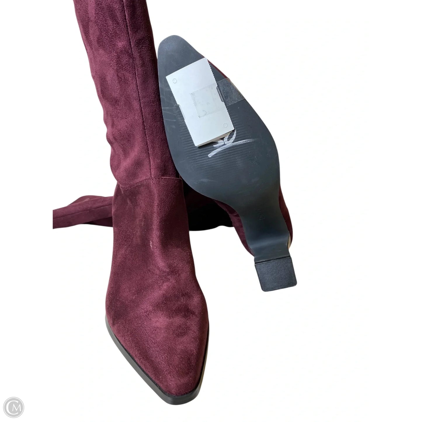 Boots Knee Heels By Dkny In Maroon, Size: 6.5