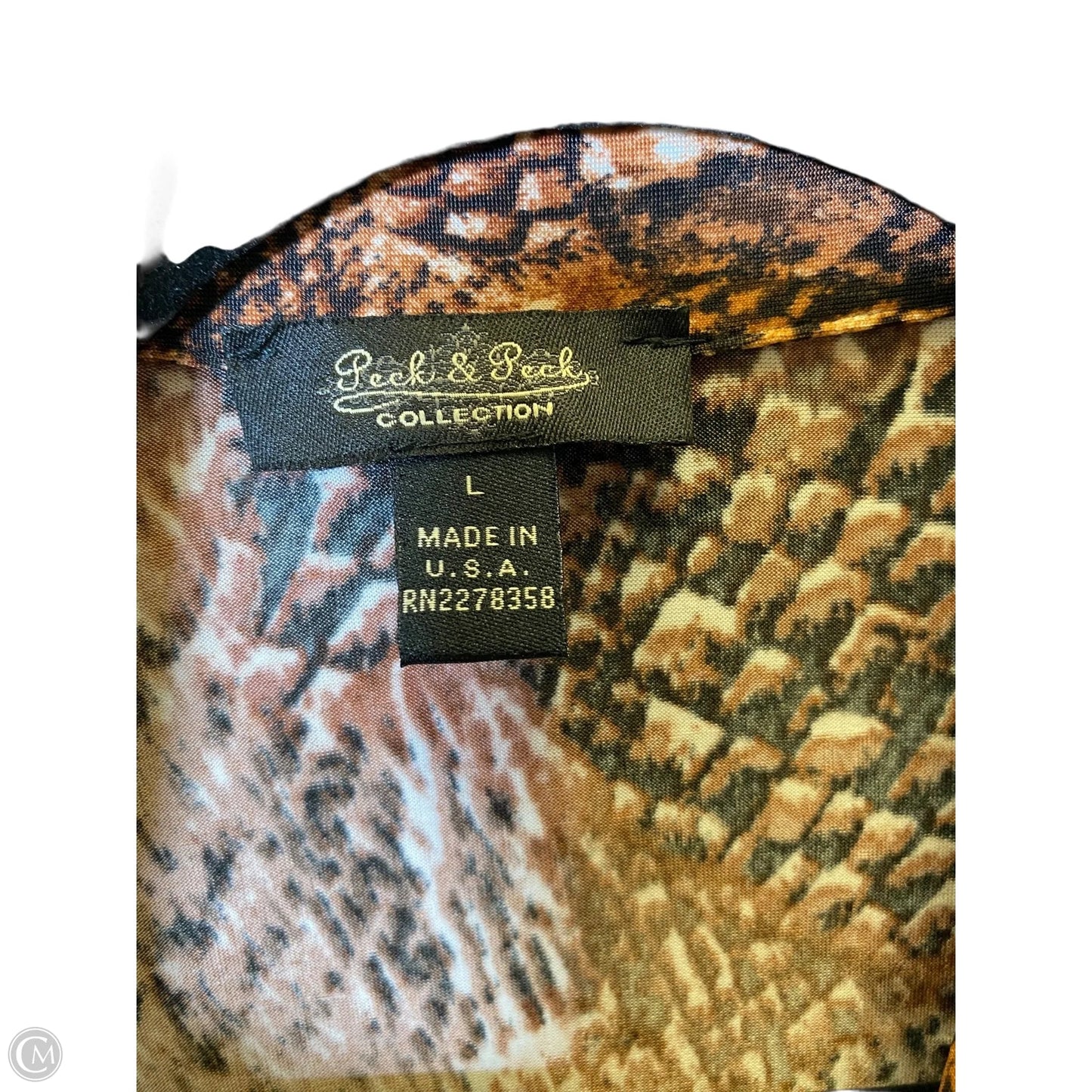 Top 3/4 Sleeve By Peck And Peck In Animal Print, Size: L