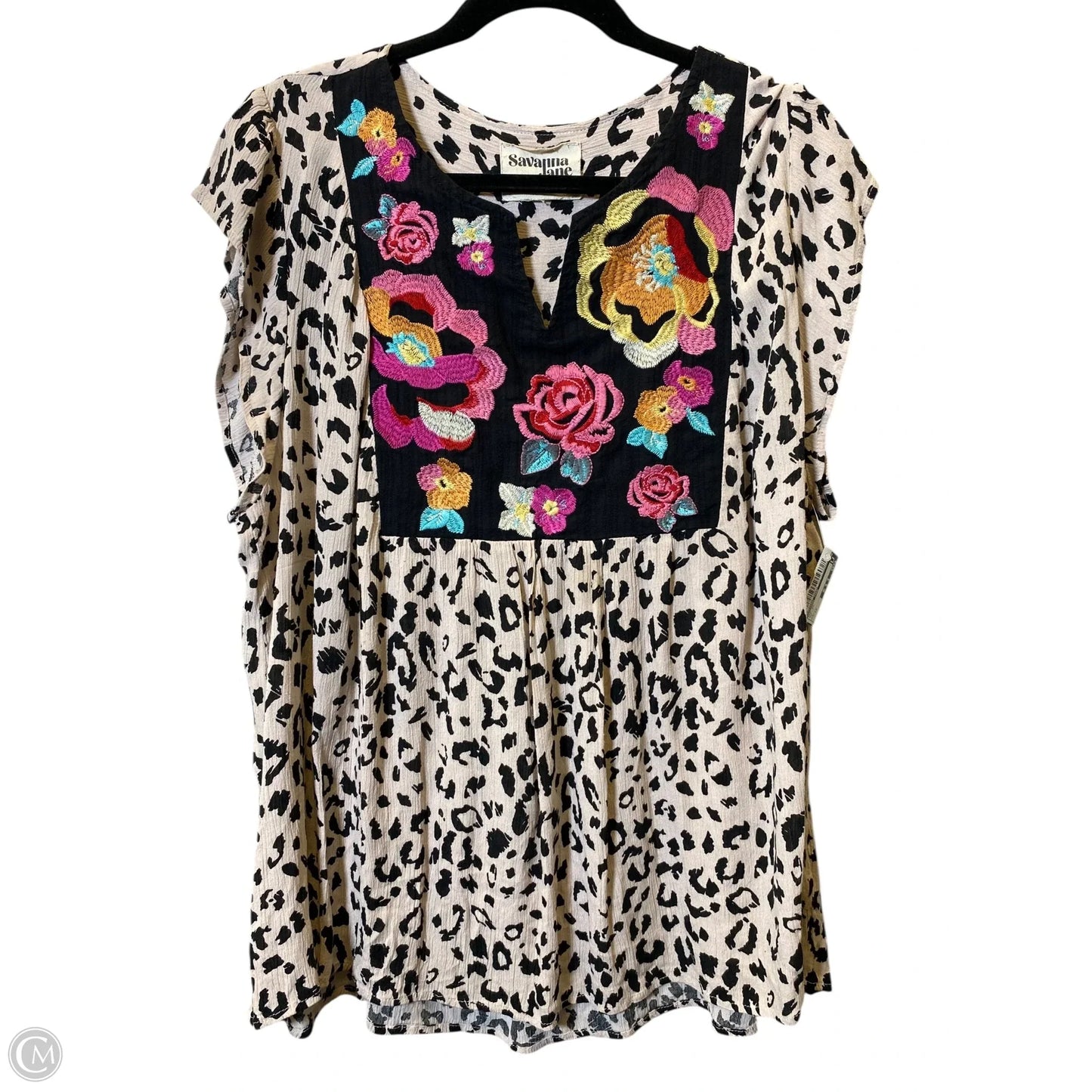 Top Short Sleeve By Savanna Jane In Multi-colored, Size: 1x