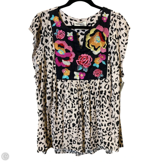 Top Short Sleeve By Savanna Jane In Multi-colored, Size: 1x
