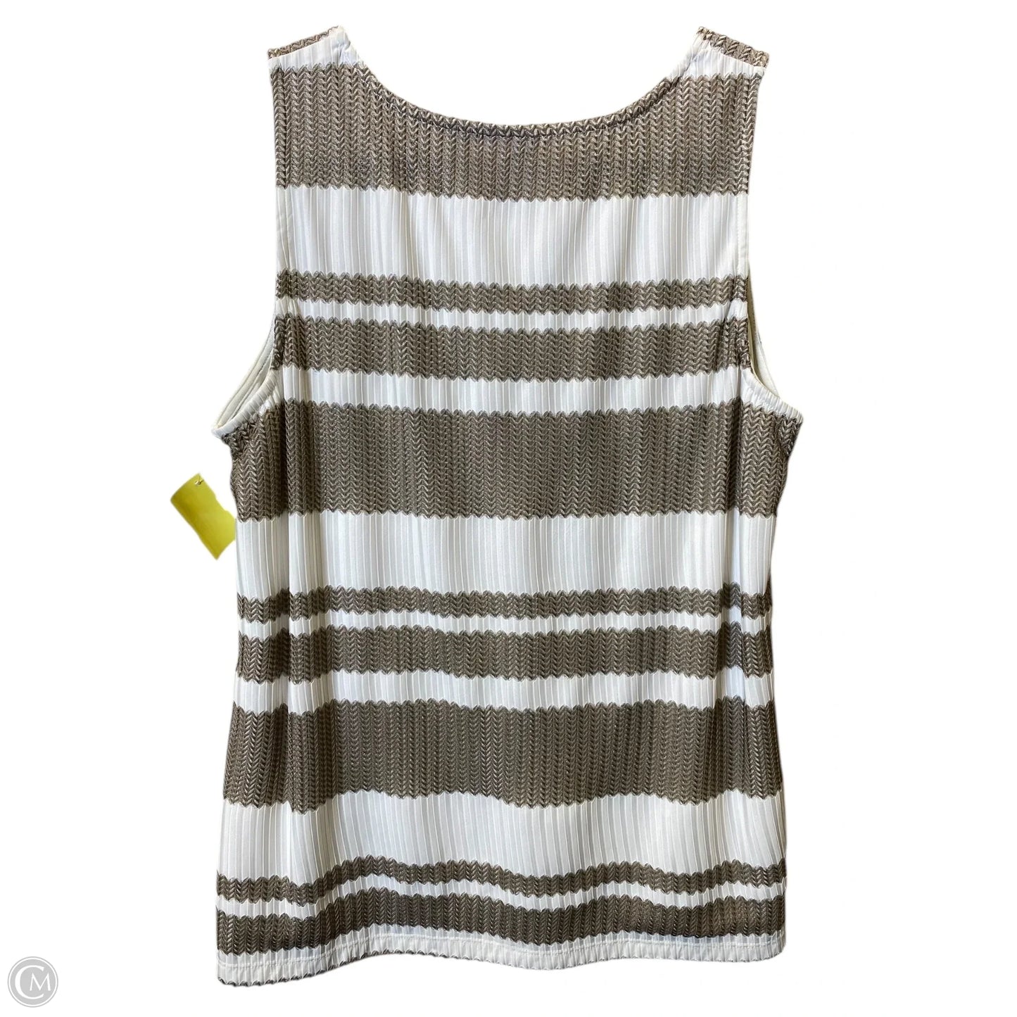 Top Sleeveless By Chicos In Tan & White, Size: L
