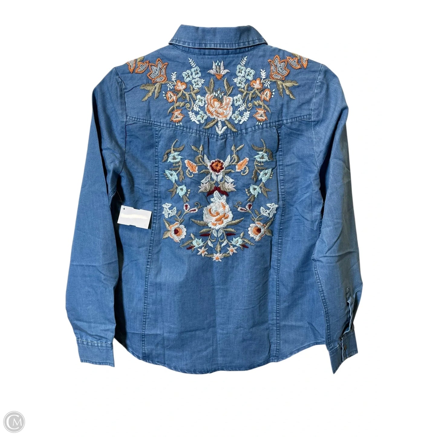 Blouse Long Sleeve By Clothes Mentor In Blue Denim, Size: S