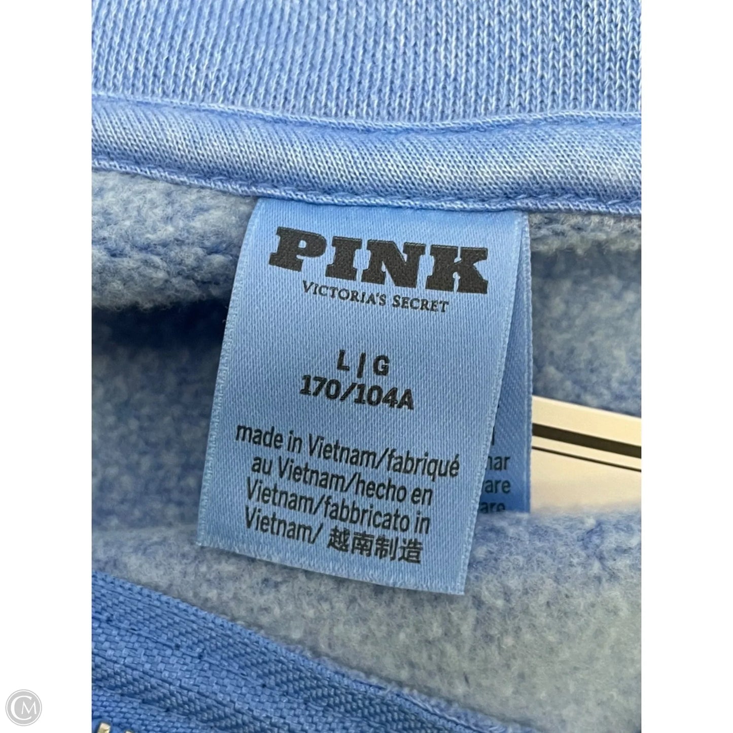 Sweatshirt Collar By Pink In Blue, Size: L