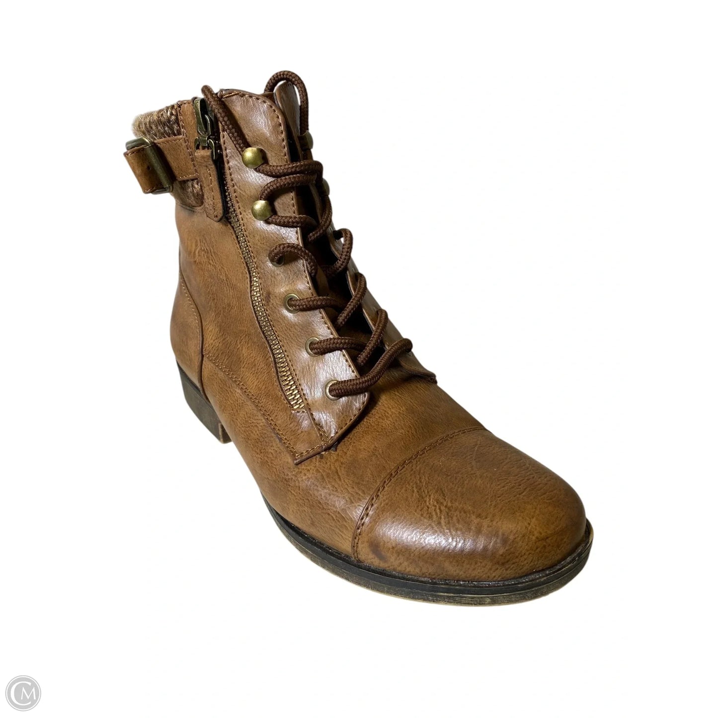 Boots Ankle Flats By So In Brown, Size: 9.5