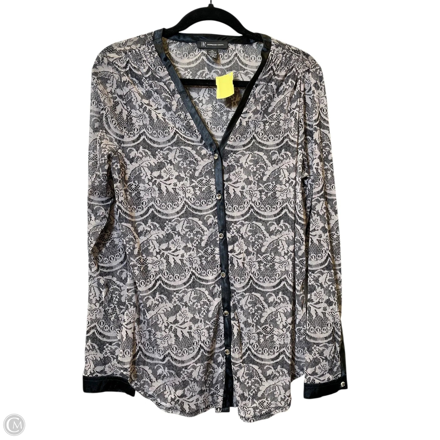 Blouse Long Sleeve By Inc In Black & Grey, Size: L