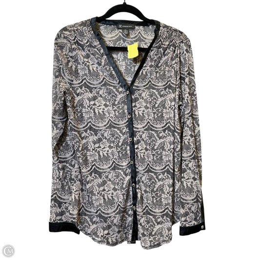 Blouse Long Sleeve By Inc In Black & Grey, Size: L