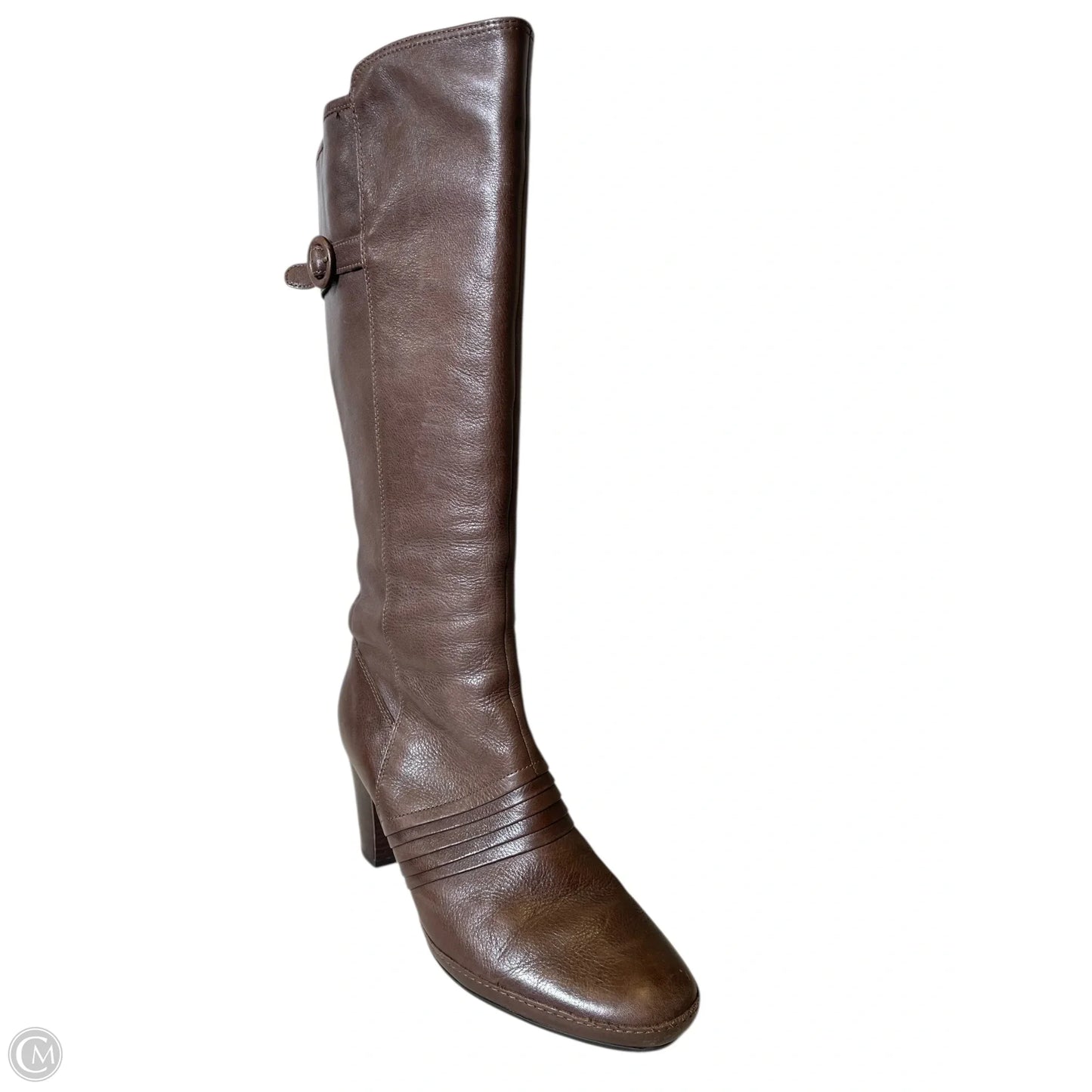 Boots Knee Heels By Clarks In Brown, Size: 9