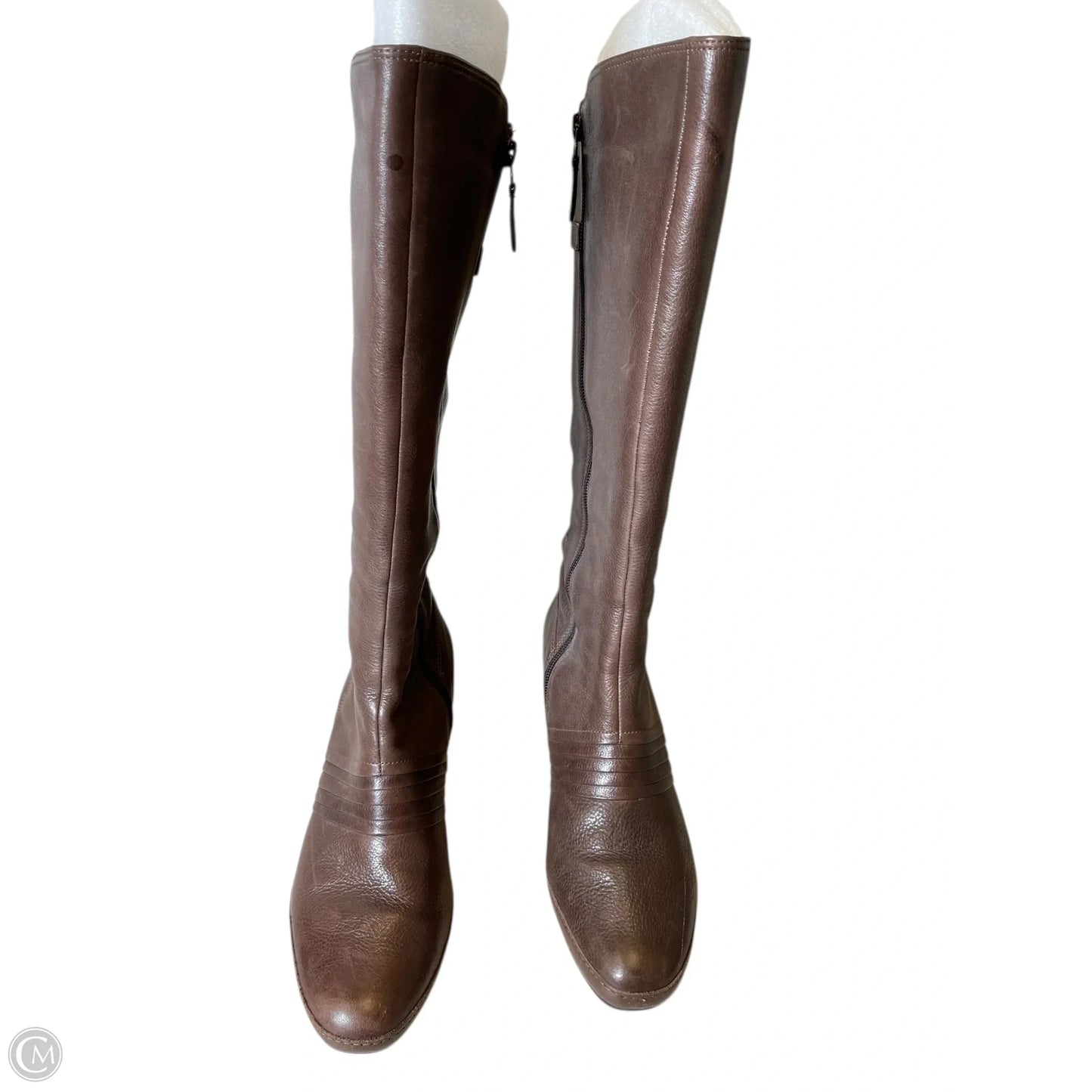 Boots Knee Heels By Clarks In Brown, Size: 9