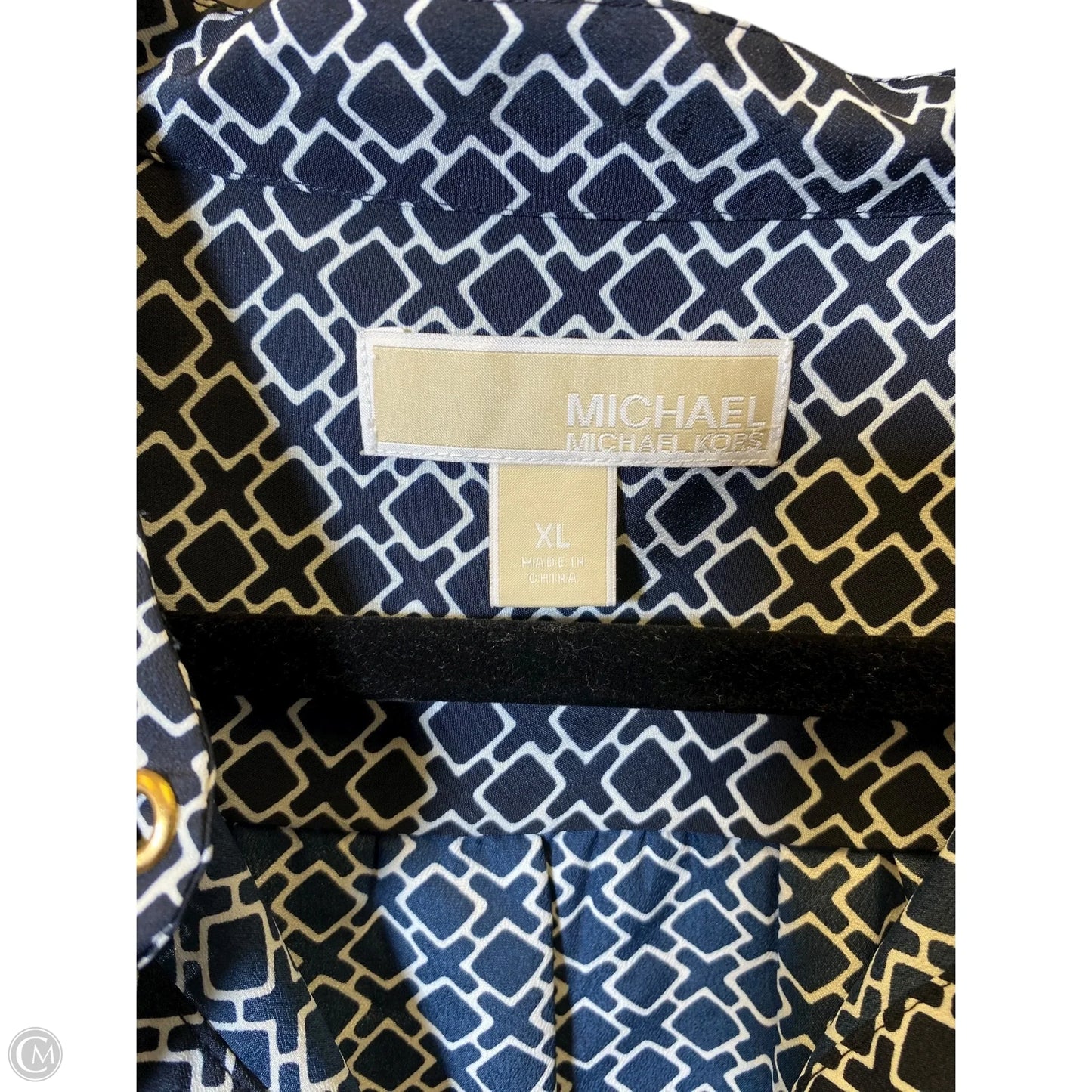 Blouse Designer By Michael Kors In Blue & White, Size: Xl