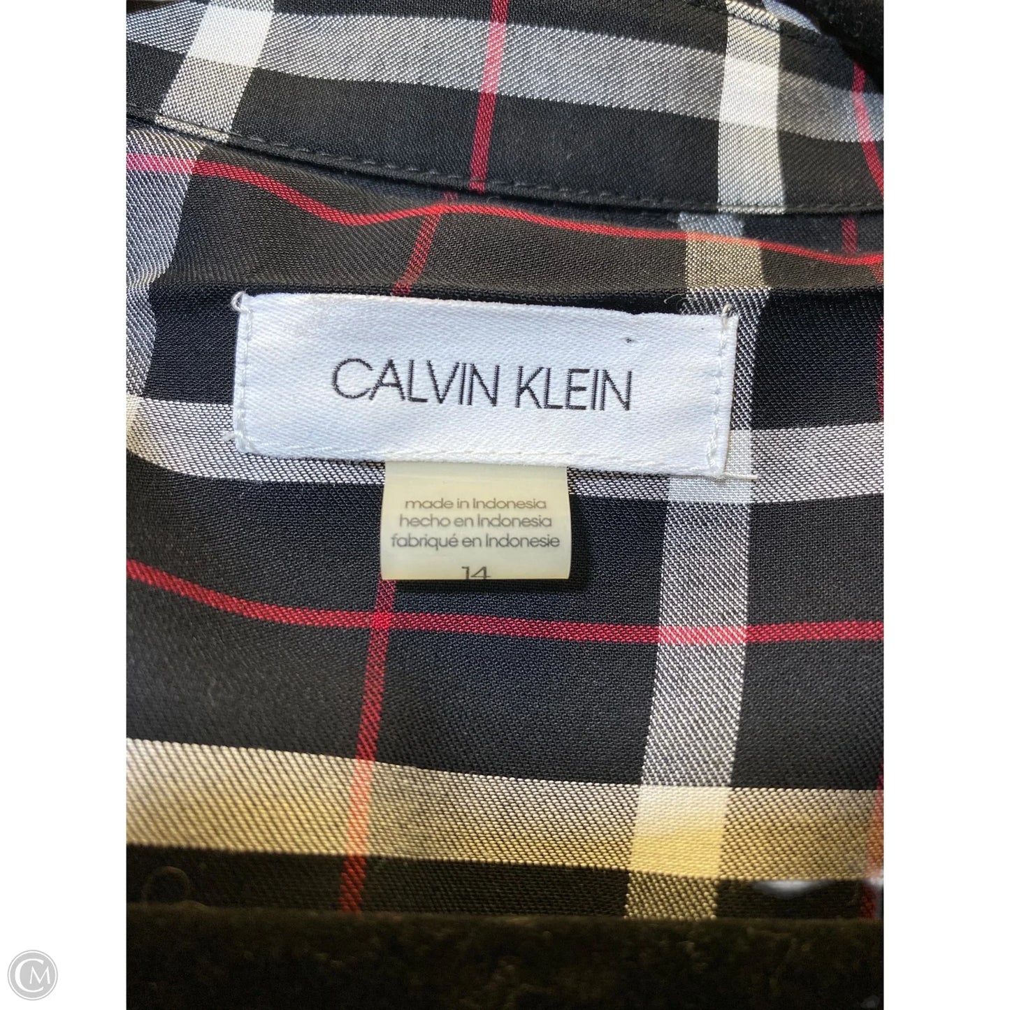Dress Casual Maxi By Calvin Klein In Plaid Pattern, Size: L