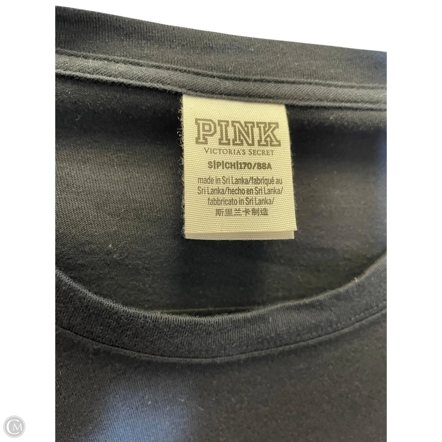 Top Long Sleeve By Pink In Black & Gold, Size: S