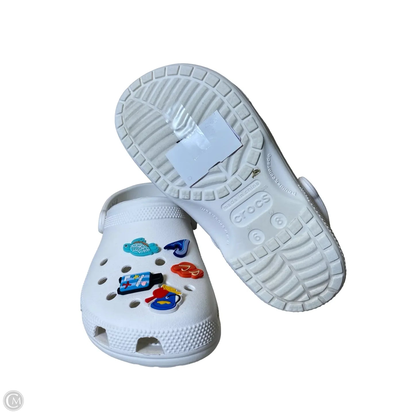 Shoes Flats By Crocs In White, Size: 8